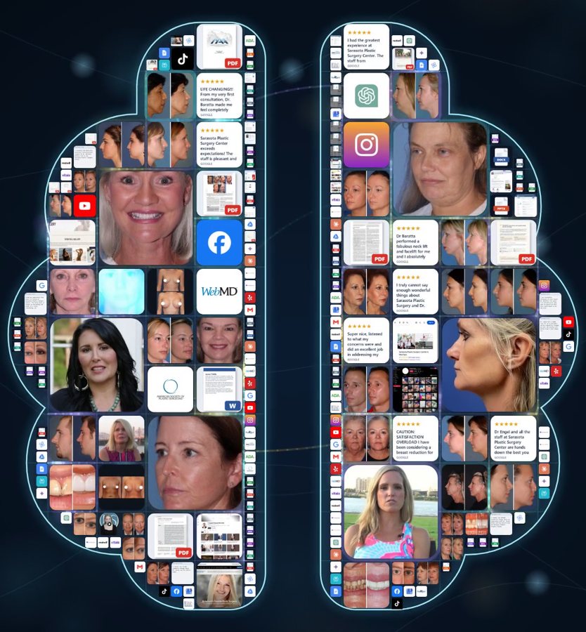 The brain, filled with the practice's photos, reviews and pages