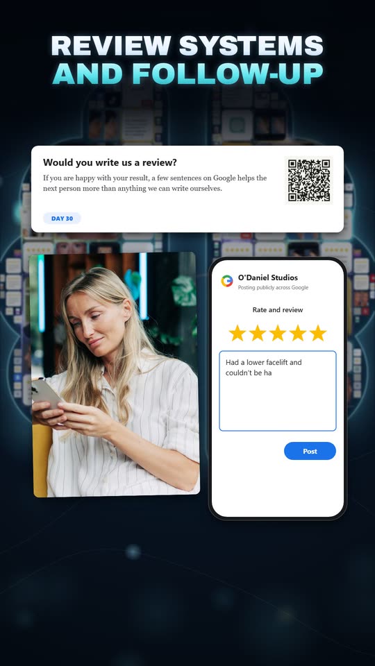 A review request with a QR code